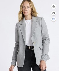 Free Assembly Women’s M Gray Single-Breasted One-Button Sweater Blazer Lined