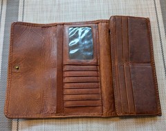 Frye Melissa Continental Snap Trifold Wallet Cognac Brown Distressed Leather