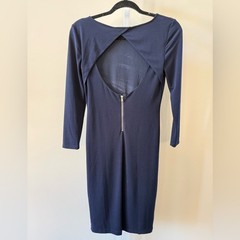 Alice + Olivia Navy Long Sleeve Sheath Dress Size 2 Classic Chic