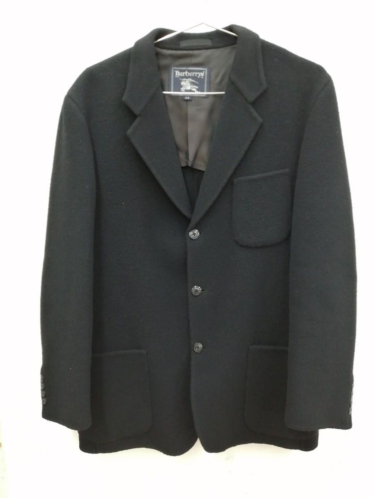BURBERRYS Wool Cashmere Blend Coat Black LY Used