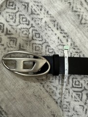Diesel Belt Black with Silver Oval D Logo Buckle Unisex Streetwear Y2K New