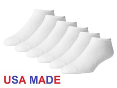 12 Pairs Mens or Womens No Show Low Cut Socks 9-11 10-13 13-15 Sock Size US Made