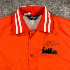 Vintage Lionel Trains Bomber Jacket Mens XL Orange Quilt Lined 80s Made In USA