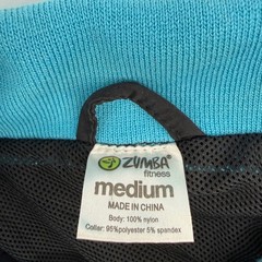 Zumba Fitness Womens M Black Neon Blue Yellow Short Sleeve Windbreaker