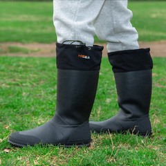 HISEA Men Rubber Rain Boots Gaiter Collar w/Drawstring Waterproof Tall Work Boot