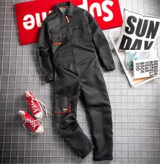 Long Sleeve Jumpsuit Mens Japanese Retro Cargo Loose Fit Casual Romper Suits
