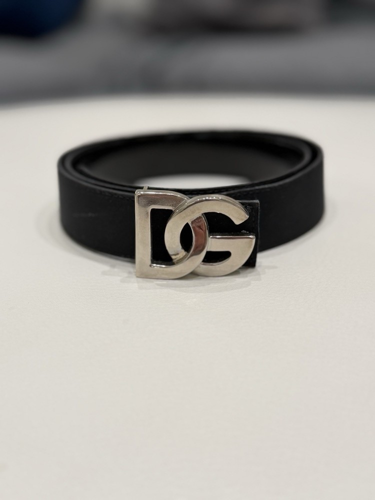 Dolce & Gabbana Women’s Black DG Logo Buckle Leather Belt Size 70cm/28in