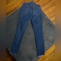 GAP Mid Rise Skinny Jeans Dark Wash Distressed Raw Hem Size 27 4R