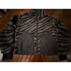 Varley Womens Zebra Print Fleece Zip Jacket Size M Grey Black Cozy Athleisure