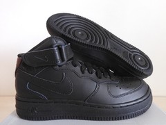 Nike Air Force 1 Mid (GS) All Black Black-Black Sz 4.5Y [314195-004]