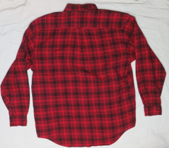 NAUTICA MENS L RED BLACK PLAID VINTAGE USA MADE LOOSE KNIT BREATHABLE SHIRT LS