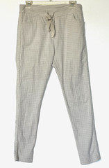 Venti6 Ivory Silver Metallic Sides Drawstring Stretch Pants Sz S – Made in Italy
