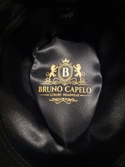 NEW, MEN’S BRUNO CAPELO CHICAGO SNAP BRIM BLK WT RED FEDOA AUSTRALIAN WOOL HAT
