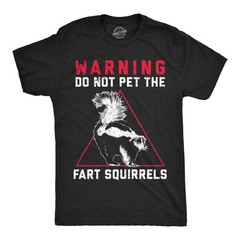 Mens Funny T Shirts Warning Do Not Pet The Fart Squirrels Sarcastic Skunk