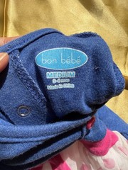 Bon Bebe Girls 3-6M Blue/Pink Polka Dot Tulle Fit & Flare Long Sleeve Bow