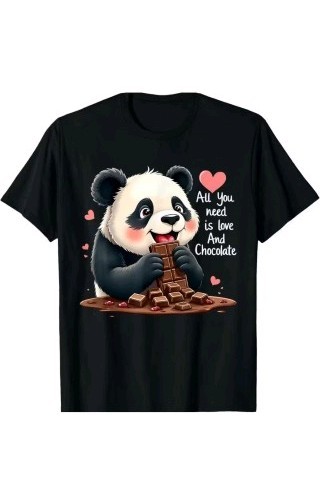 All You Need Is Love And Chocolate Valentines Day Cute Panda T Shirt