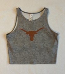 Texas Longhorns ZooZatz Grey Floral Cropped Athletic Tank Top Size M
