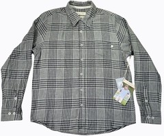 Purnell Santa Barbara Work Wear Mens Gray Plaid Long Sleeve Shirt M NWT