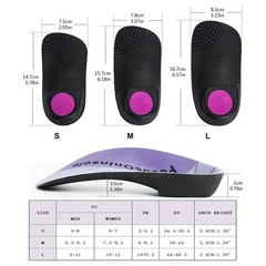 3/4 Length High Arch Support Insoles, Orthotic Inserts for Plantar Fasciitis Fla
