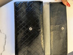 CHANEL Black Quilted Flap WOC Gold Hardware Chain Strap Pearl Accents