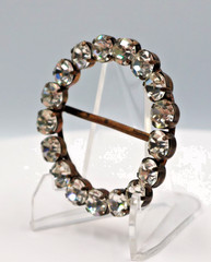 Vintage Brass with Seventeen 6mm Crystal Rhinestones Belt Buckle 2.25 Inches