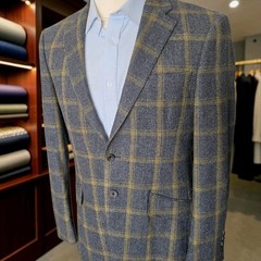 Richard James Savile Row Blazer 40r Full Canvas Gray Checked Flannel