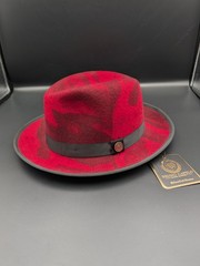 NEW Bruno Capelo Fashion Dress Fedora Hat 100% Wool Kingston Red Medium