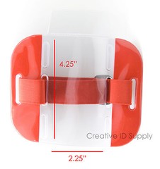 High Quality Reflective Arm Band Photo ID Badge Holder Vertical w/ Elastic Band