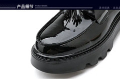 Fringe Men Platform Patent Leather Slip on Loafers Tassel Thick Sole Dress Shoes