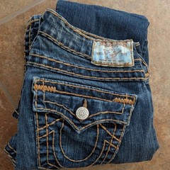 Women’s True Religion Becky Super T 27 Skinny Boot Cut Embroidered Jeans dark