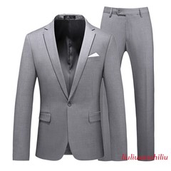Men’s One Button Formal Suits 2pcs Blazer Jacket Pants Slim Party Grooms Wedding
