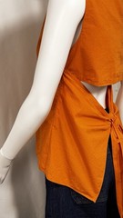 Harvey Faircloth Orange Cutout Tie-Back Cotton Blouse Shell Size 6