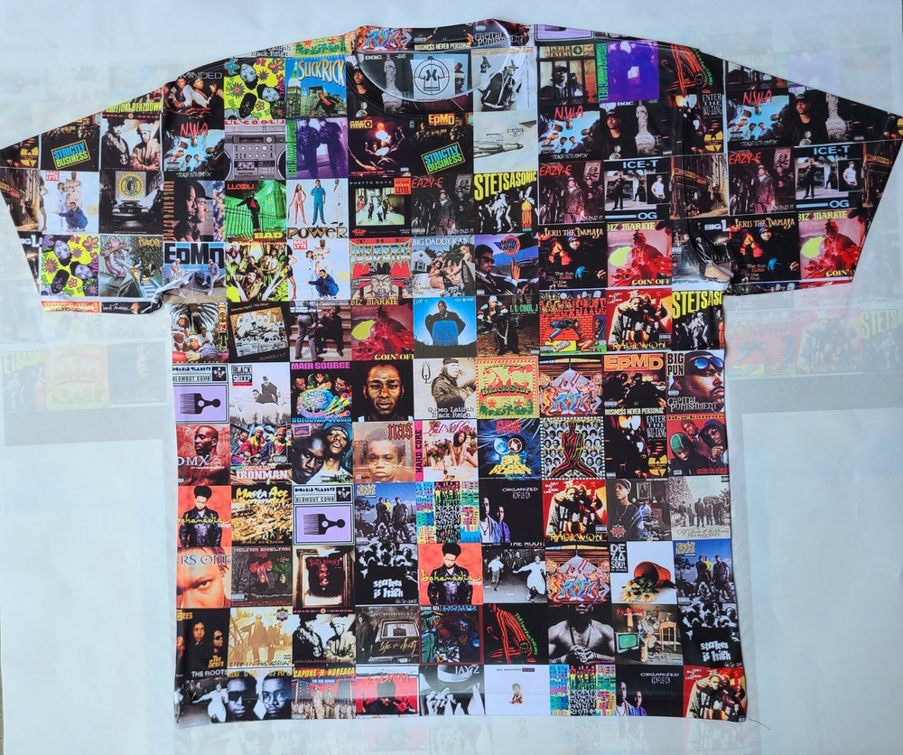 80s / 90s Hip Hop CD collage sublimated Tshirt rap music