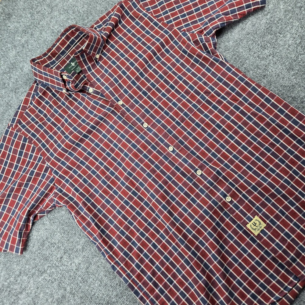 Hunt Club Men’s Button Down Shirt Wrinkle Free Red-Blue Check Size Medium M