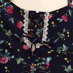 Women’s camisole navy blue spaghetti straps moody floral Romantic Soft Girl 1XL