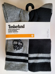 Timberland Men’s Performance Cushioned Crew Socks 5 Pack Large 9-12 Black Grey