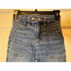 American Eagle Super HR Flare Jeans Medium Wash Next Level Stretch 00 Long