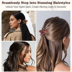 6 PCS Small Flower Hair Clips 1.57 Inch Hawaiian Claw Amber Decorative Women