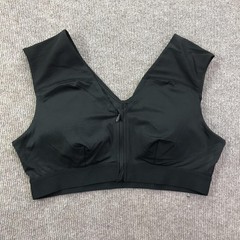 Tommie Copper Sports Bra Womens 2XL Black Shoulder Support Front Zip Compression