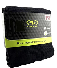Athletic Works Youth Waffle Thermal Layering Underwear Set, Black – Choose Size