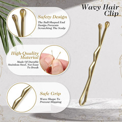 Mini Bobby Pins, 50PCS 1.37 Inch Small Wavy Hair Pins Metal Hair Clip Hairpins f