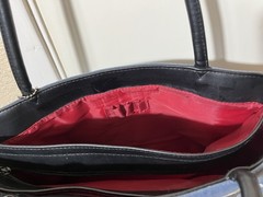 NYC Brooklyn Bridge Cotton & Faux Leather Shoulder Tote 3 sections Organizer