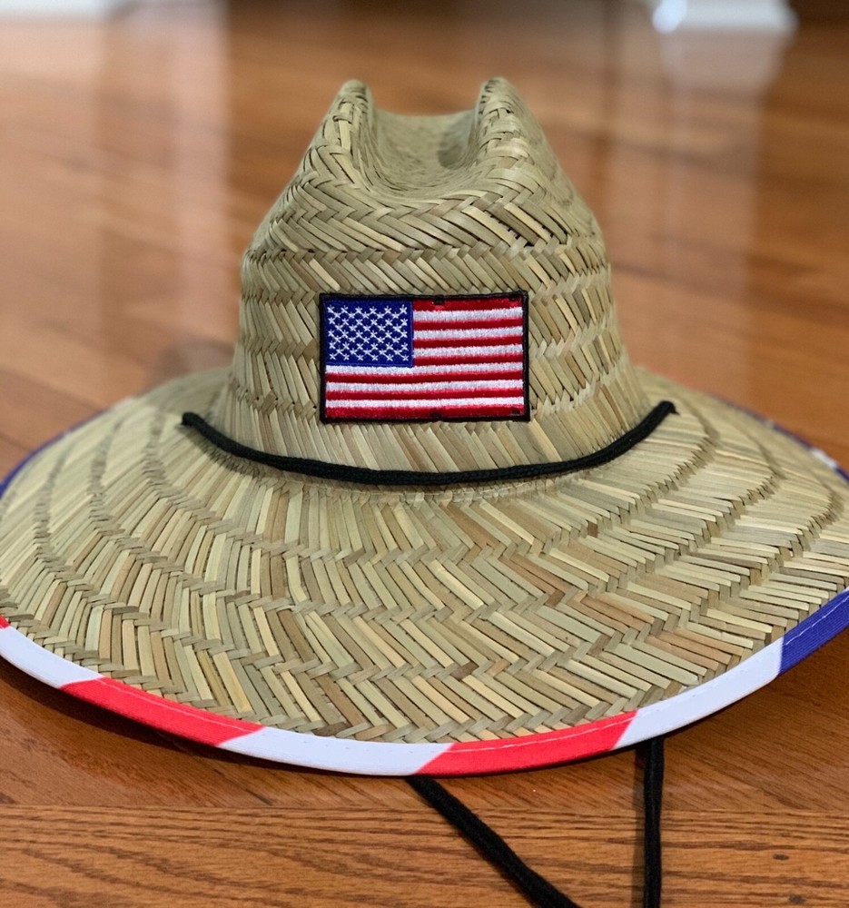 Patriotic Lifeguard Hat USA Summer Straw