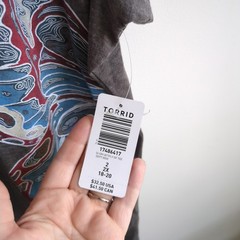 Torrid New Women’s Butterfly V-Neck Gray Graphic Knit Tee Shirt 2 2X Classic Fit