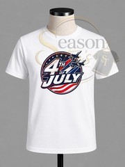 White Cotton 4th of July USA Patriotic Graphic Print Crew Neck T-Shirt L