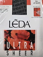 Leda Ultra Sheer Pantyhose Reinforced Toe 525 Size Tall Jet Black