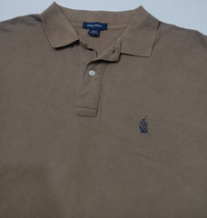 Nautica Mens Polo Shirt Large Beige Tan Short Sleeve 100% Cotton Embroidered Log