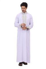 Men’s Traditional Arabic Thobe Long Sleeve Kaftan Robe for Eid Prayer & Wedding