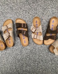 Birkenstock Arizona Soft Footbed Suede Leather Taupe and Mocha Unisex Sandals