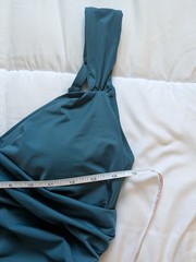 Jantzen Teal Surplice One Piece Swimsuit Adjustable Wide Straps Size 10 Depths